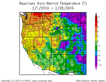 Departure from normal temperature