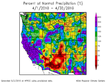 Departure from normal precipitation