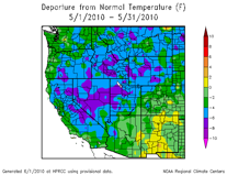 Departure from normal temperature