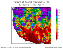 Departure from normal precipitation