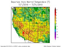 Departure from normal temperature