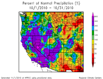 Departure from normal precipitation